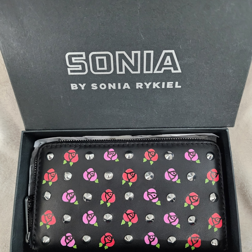 Customized Sonia Rykiel Black Wallet with Rose Accents